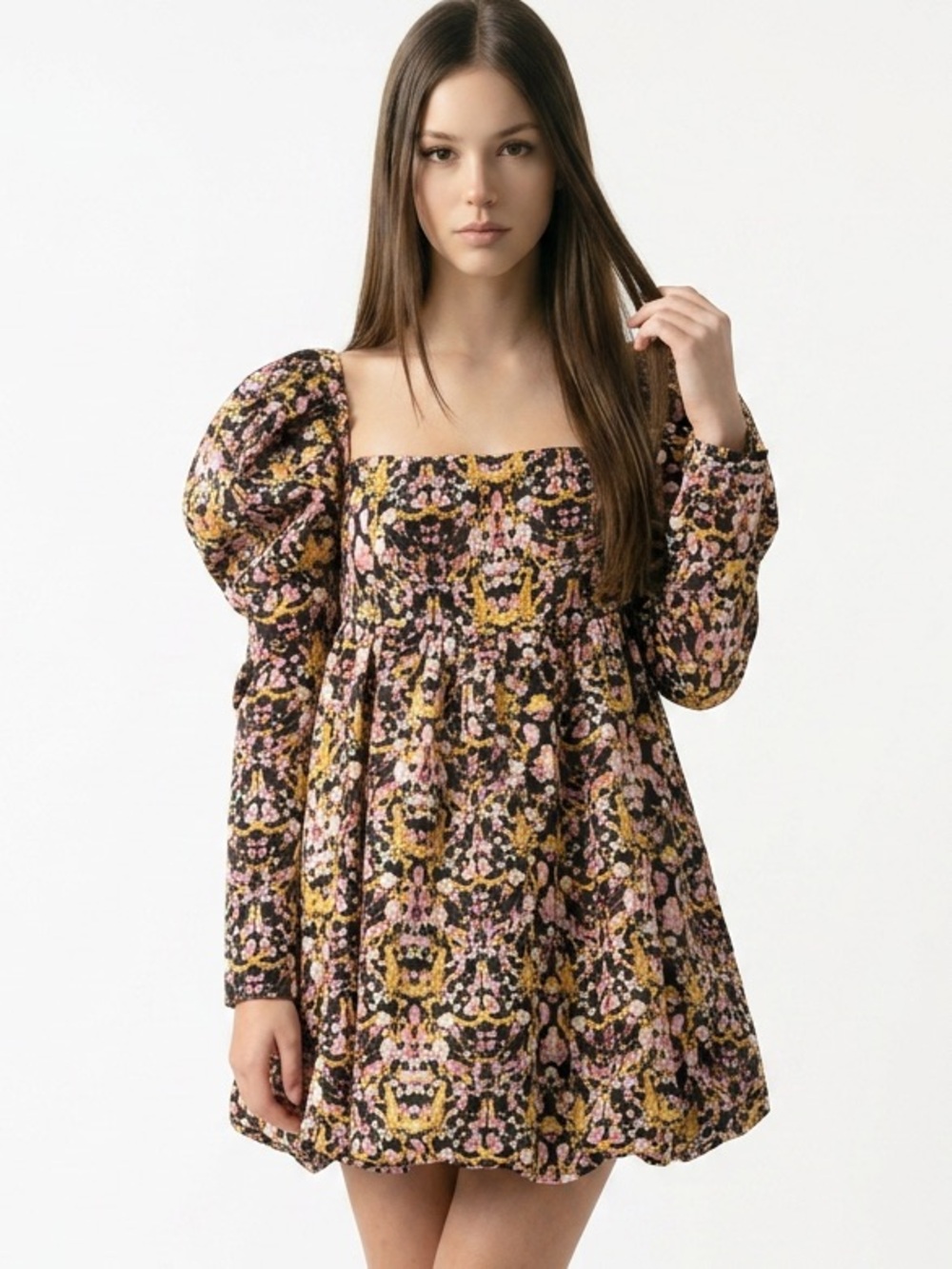 BUDDY LOVE | Stassie Floral Puff-Sleeve Long Sleeve Mini Dress Women’s Size XS